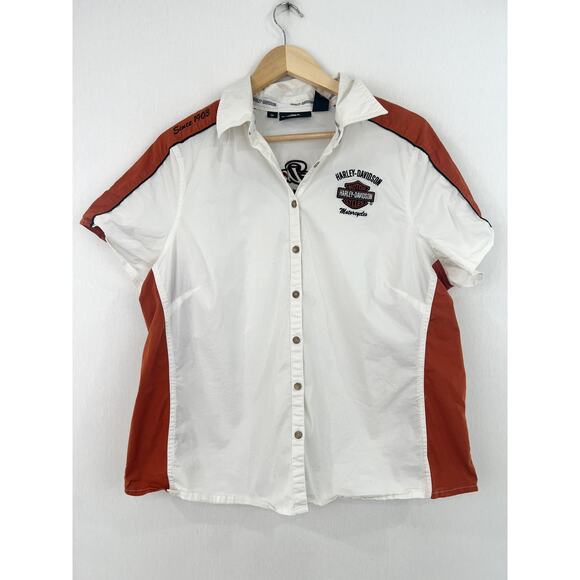 Harley Davidson Women's Embroidered Button Down Shirt 1W Burnt Orange Patch - Picture 3 of 8